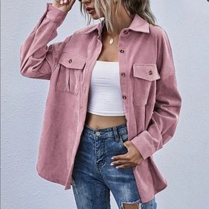 Shein Flap Pocket Button Front Corduroy Coat